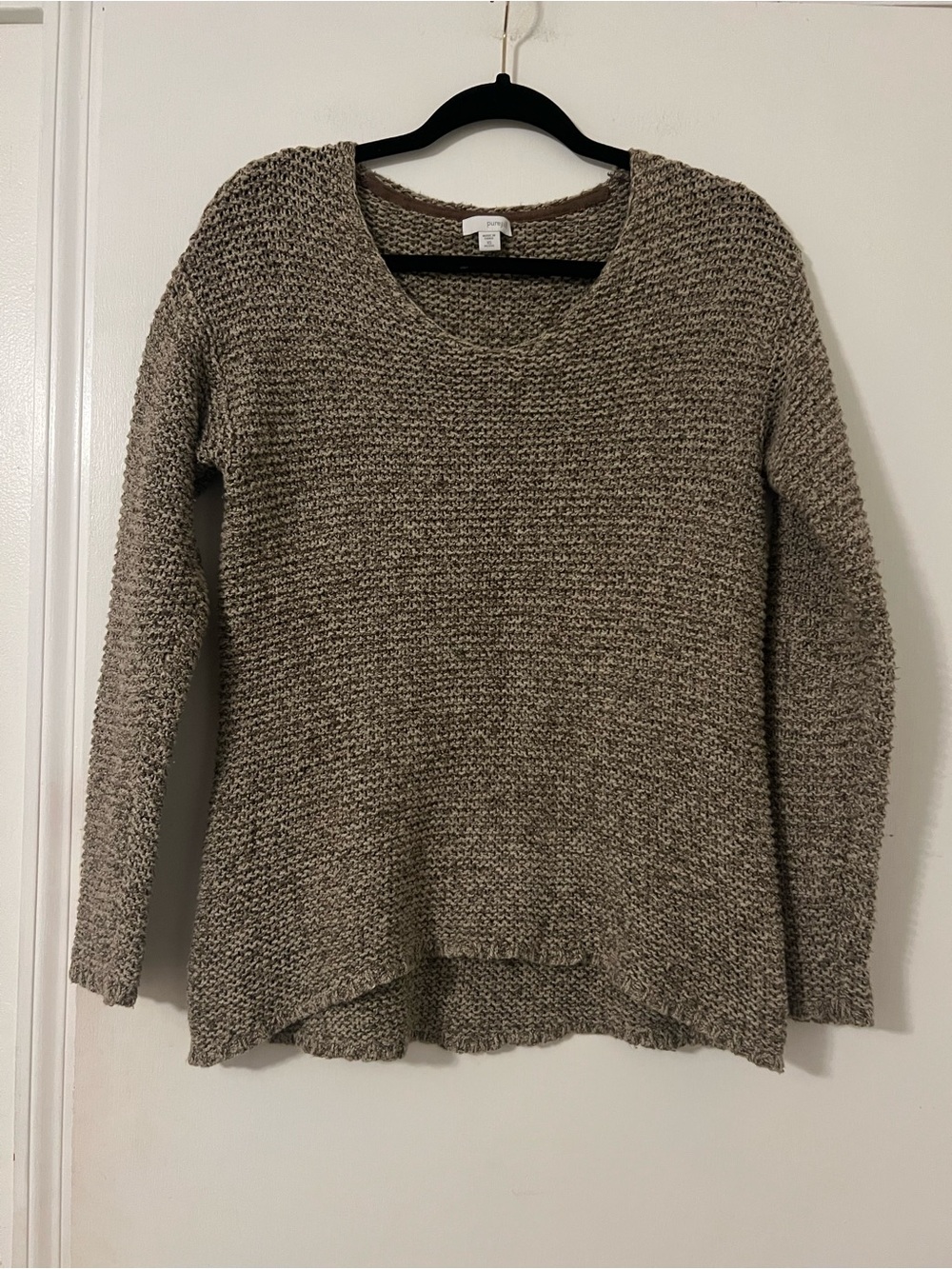 J Jill pure Jill Textured Scoop Neck Sweater in Taupe Knit cotton size XS (U102)